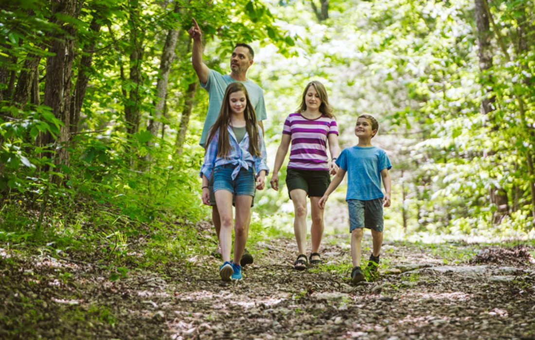 Enjoy a trail at Dogwood Canyon Nature Park with your family.
