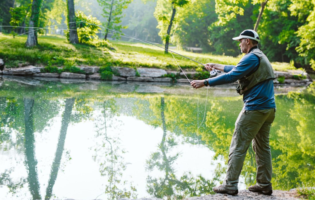 Fly fishing for trout.