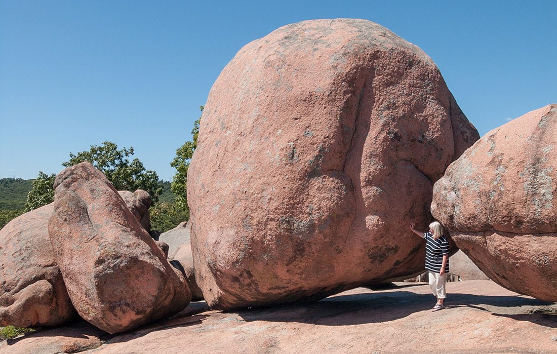 Woman posing at Elephant Rock, Missouri