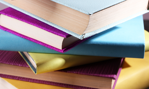 Stock photo of a stack of books